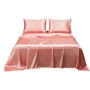 Ohufall Soft Solid Matte Satin Hotel-Grade Silk Bedding - Queen-Size Bed Sheet & Pillowcase, Luxury Bedding for Queen Size Bed Sets