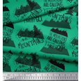 thumbnail image 2 of Soimoi Green Poly Georgette Fabric Mountains & Text Decor Fabric Printed Yard 42 Inch Wide, 2 of 5