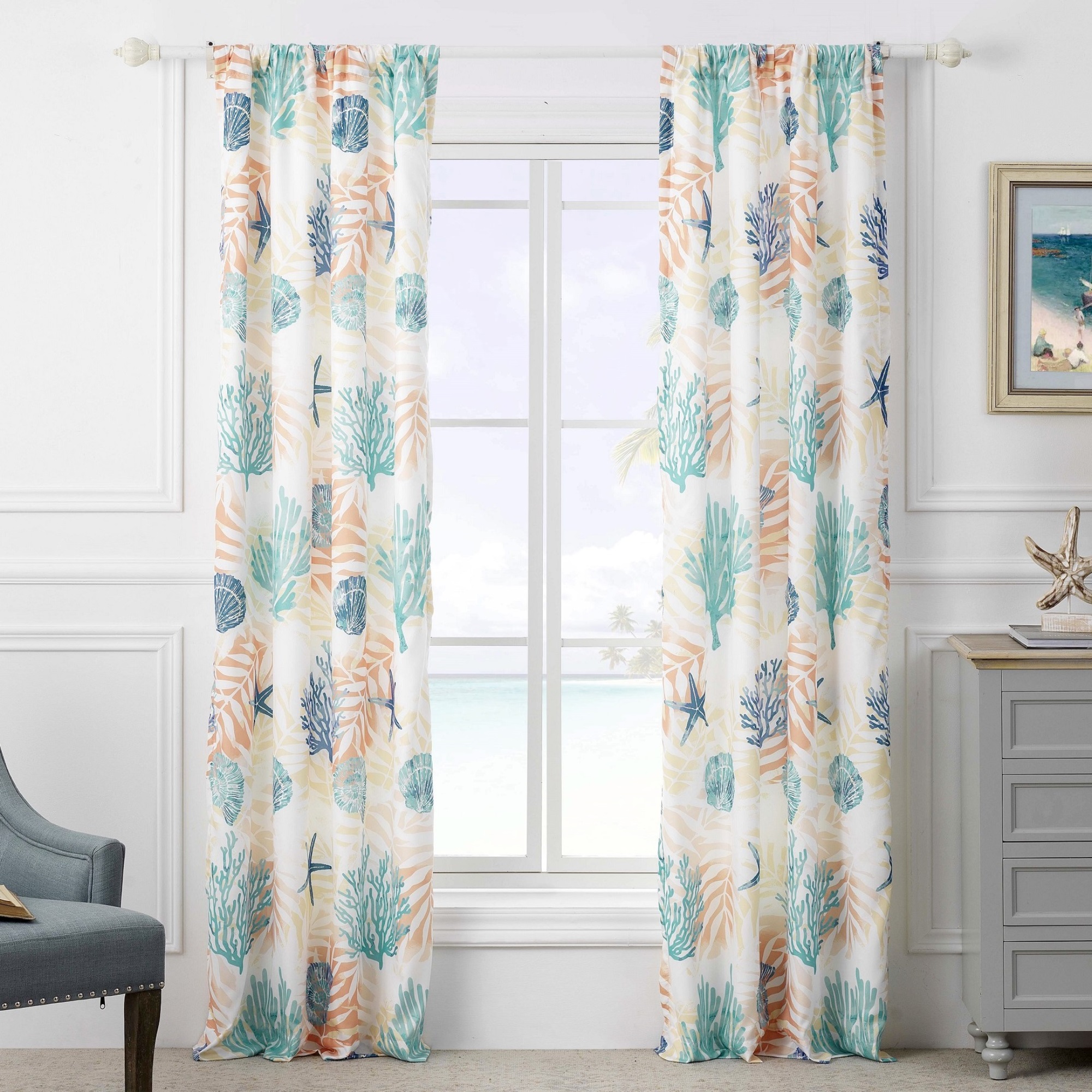 Greenland Home Fashions Montego Window Panel Pair Aqua