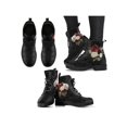thumbnail image 3 of UKAP Women Leather Boot Floral Short Bootie Lace Up Ankle Boots Work Booties Waterproof White Rose 8, 3 of 4