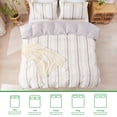 thumbnail image 3 of Gogreen Queen Duvet Cover Floral, Soft & Breathable Microfiber 3 Pieces Queen Bedding Sets, Pattern Queen Comfy Duvet Cover, with Zipper Closure (Gray Stripe, Queen), 3 of 8