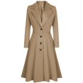 thumbnail image 1 of Women‘s Woolen Blend Coats Coat Lapel Wrap Swing Flared Winter Long Overcoat Jacket, 1 of 4