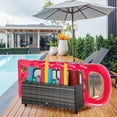 thumbnail image 2 of Rolling Pool Storage Rattan Outdoor Storage Wicker Organizer, Grey, 2 of 10