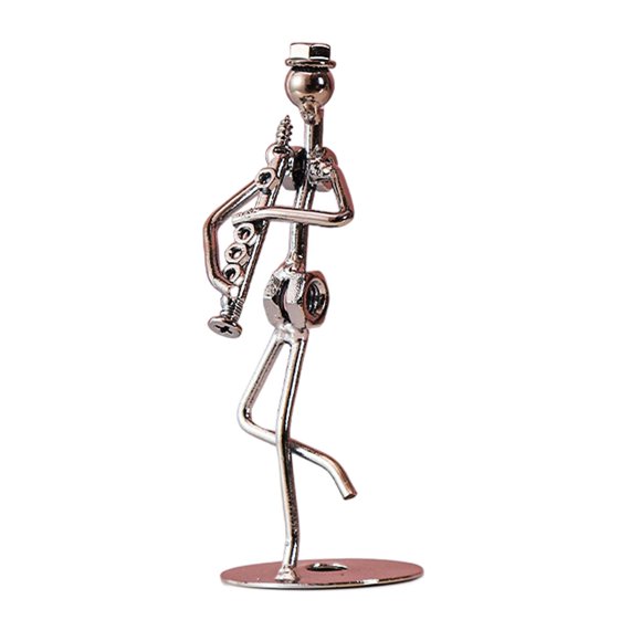 ZheElen Musical Man Statue Musician Player Sculpture Room for Living Table Bookshelf Trumpet Reed pipe 5x13cm
