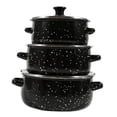 thumbnail image 1 of Siruishop 3 Pieces Enamel Stockpot with Lid Slow Cooker for Restaurant Wedding Kitchen black, 1 of 8