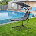 thumbnail image 3 of Topbuy Outdoor Hanging Chaise Lounge Chair Floating Chaise Swing Lounger - Set of 1, Gray, 3 of 6