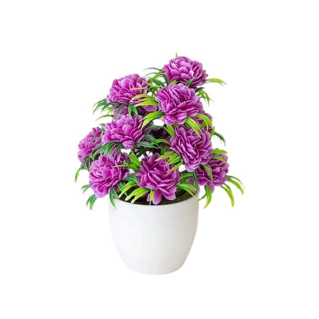 12 Headed Chrysanthemum Potted Green Floral Arrangement for Home Centerpiece Desktop in Living Rooms