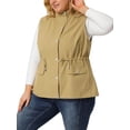 thumbnail image 4 of GRACE & GRANDEUR Women's Plus Size Cargo Pocket Drawstring Waist Vest Jacket, 4 of 6