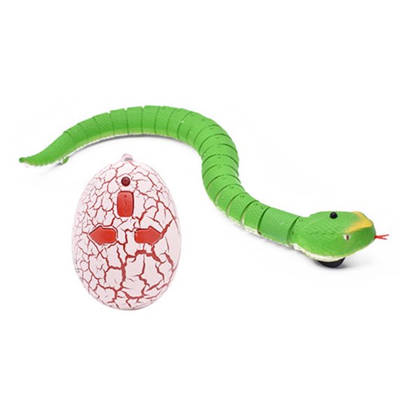 Prank Toys Funny RC Snake Infrared Remote Control Egg Rattlesnake ((Green)