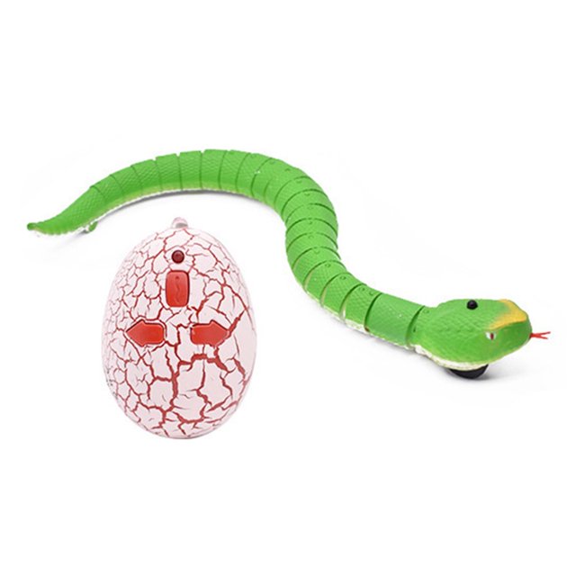Prank Toys Funny RC Snake Infrared Remote Control Egg Rattlesnake ((Green)