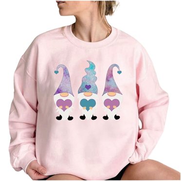 EGNMCR Chandail en Molleton de Noël Mode Femme Décontracté Imprimé Col Rond Manches Longues Blouse T-Shirt Pull Chandail en Molleton