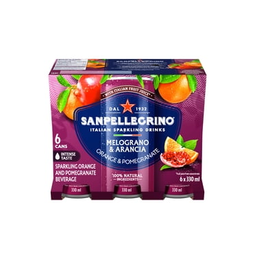 SANPELLEGRINO Naturali Melograno & Arancia Italian Sparkling Drink Orange and Pomegranate Beverage 6 x 330ml
