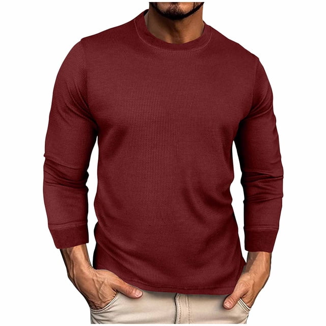 AherBiu Chandails à Manches Longues pour Hommes Col Ras du Cou Coupe Décontractée Hauts Automne Hiver Décontractés Amples Légers Chandail