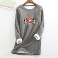 thumbnail image 1 of T-Shirts pour Femmes Col Rond Poche Épaissi Peluche Chaud Manches Longues Hauts pour Femmes en Liquidation, 1 of 5