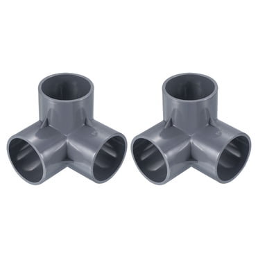 Unique Bargains 2' Raccords de Tuyau de Coude à 3 Voies UPVC, Adaptateur de Tuyau de Couplage de 2 Pack, Gris