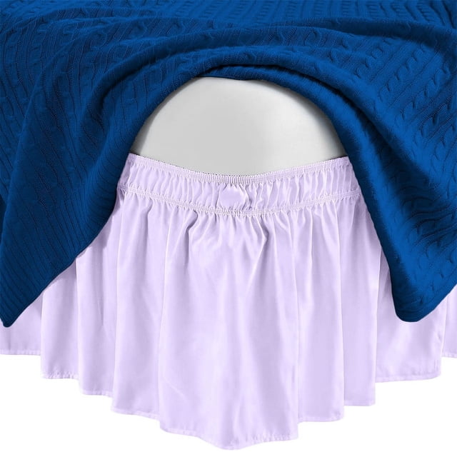 Wrap Around Bed Skirt 21" inch Drop Easy Care Microfiber Made Bedskirts (Short-Queen-Lilac)
