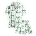 thumbnail image 4 of GDREDA Ensembles de Pyjama pour Filles Pyjama Imprimé pour Fille Haut à Boutons à Manches Courtes Shorts Ensemble de Pyjama pour la Maison Vert, 4-5 Ans, 4 of 4