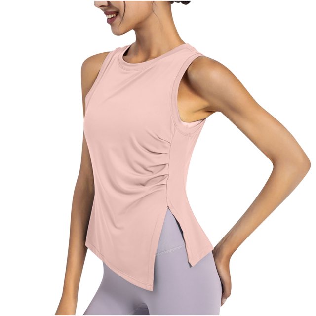 AherBiu Débardeurs d'Entraînement pour Femmes, Col Ras du Cou Fendu, Sans Manches, Légers, à Séchage Rapide, T-Shirts