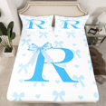 thumbnail image 2 of Erosebridal Initial R Letter Sheet Set Full, Blue Ribbon Full Sheet Sets, Chic Monogrammed Bedding Sets Full Size, Super Cozy Bedroom Decor, 4pcs, 2 of 7