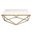 thumbnail image 3 of Beene Modern Coffee Table with Faux Marble Top and Stainless Metal Frame in  Gold, 3 of 4