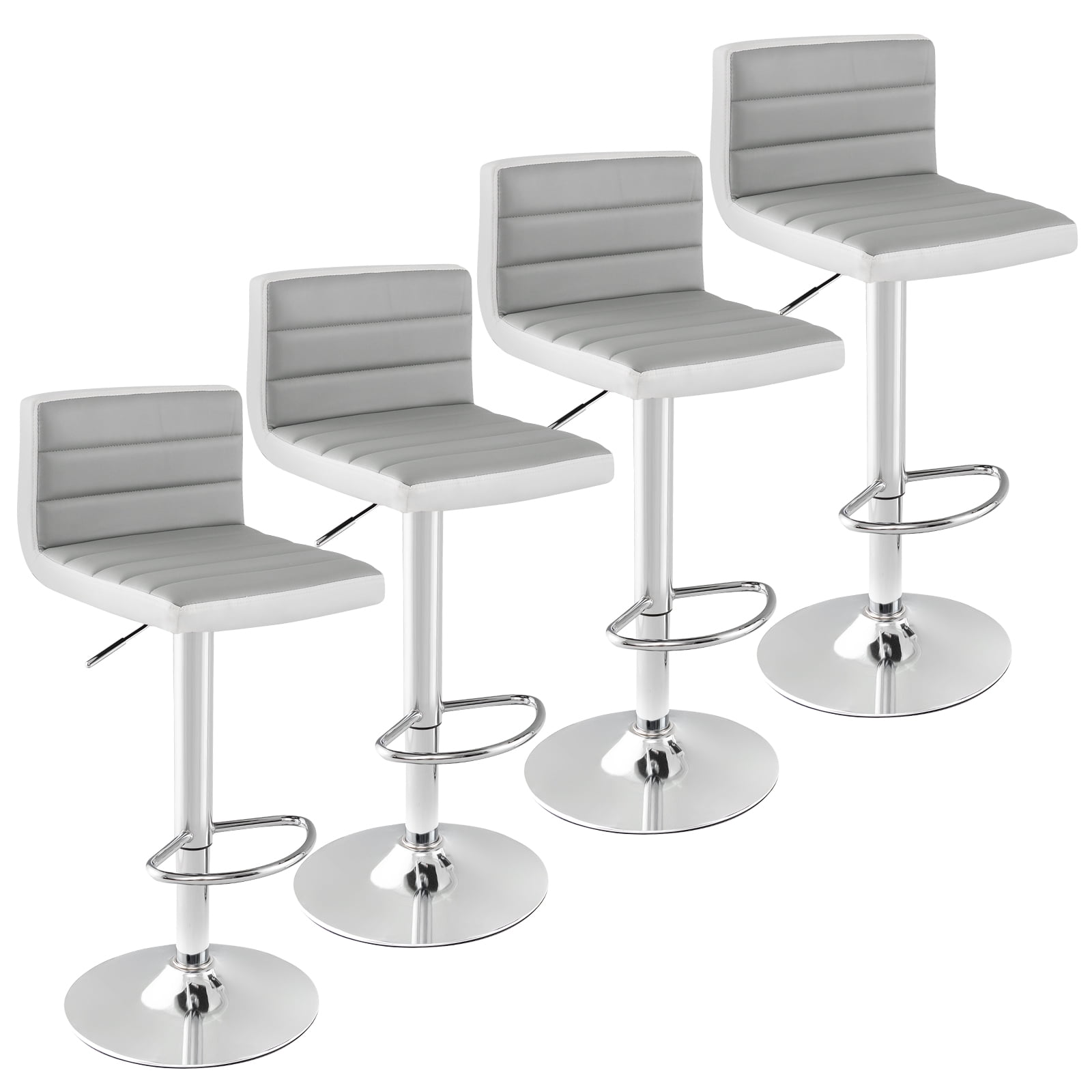 Costway Ensemble de 4 Tabourets de Bar Tabouret de Bar Réglable en Cuir PU Pivotant Chaises de Pub Sans Accoudoirs Neuf