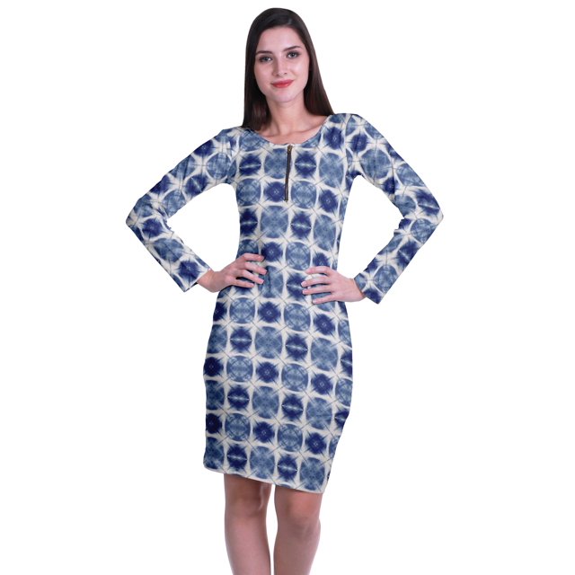 Moomaya Womens Full Sleeve Printed Midi Length Printed Bodycon Dress