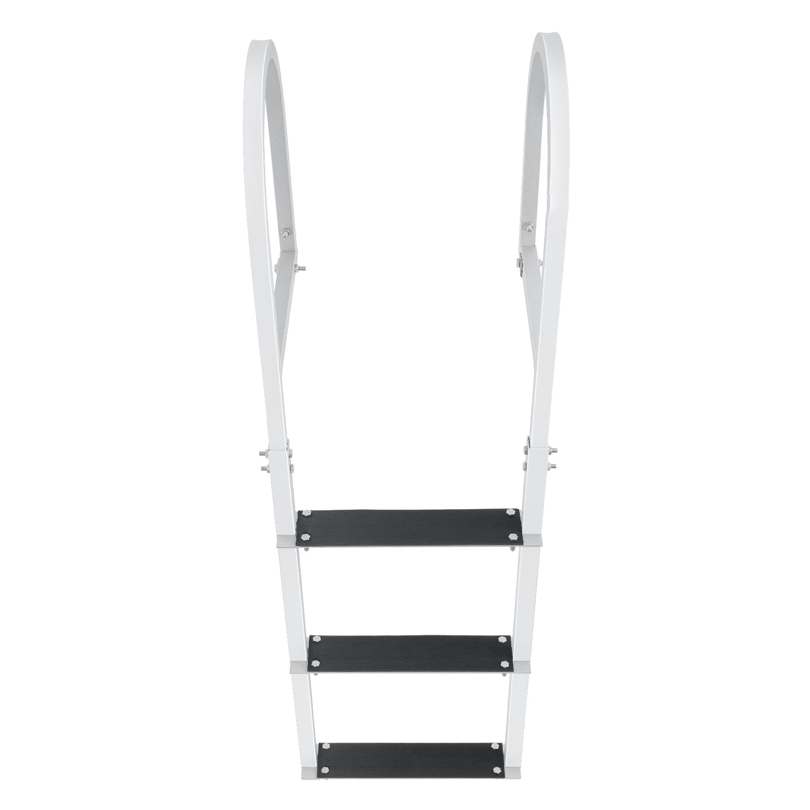 KFFKFF Pier Staircase, Detachable Trio of Steps, Supports up to 500 lbs, Constructed from Aluminum Alloy with 3.1'' Broad Step & Anti-slip Rubber Mat, Simple Installation