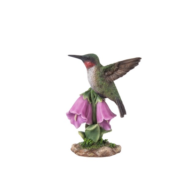 Décor de Jardin Statue d'Animal Hummingbird sur Gant de Renard Statue Présentant une sculpture Détaillée en Polyrésine d'Un Hummingbird Vert et Rouge Perché sur des Fleurs Gant de Renard Roses Vibrantes. Conçue pour une Utilisation Intérieure Ou Extérieure, Cette Statue Légère et durable Ajoute du Charme aux Jardins, patios Ou Déco Maison.