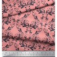 thumbnail image 3 of Soimoi Orange Poly Georgette Fabric Filigree Damask Print Fabric by Yard 52 Inch Wide, 3 of 3