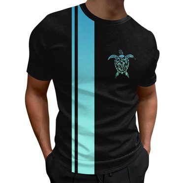 LUOGENLI Male T-shirts for Mens Men's Spring and Summer Sports Breathable Comfortable Beach Wind Stitched Stripe Color Short Sleeved T Shirt Mint Green XL