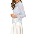 thumbnail image 4 of INSPIRE CHIC Women's Crochet Lace See Through Floral Ruffle Neck Blouse, 4 of 7