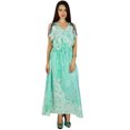 thumbnail image 4 of Bimba Robe Longue Maxi Décontractée pour Femmes à Épaules Dénudées avec Taille à Cordon Boho Chic Vêtements d'Été, 4 of 9