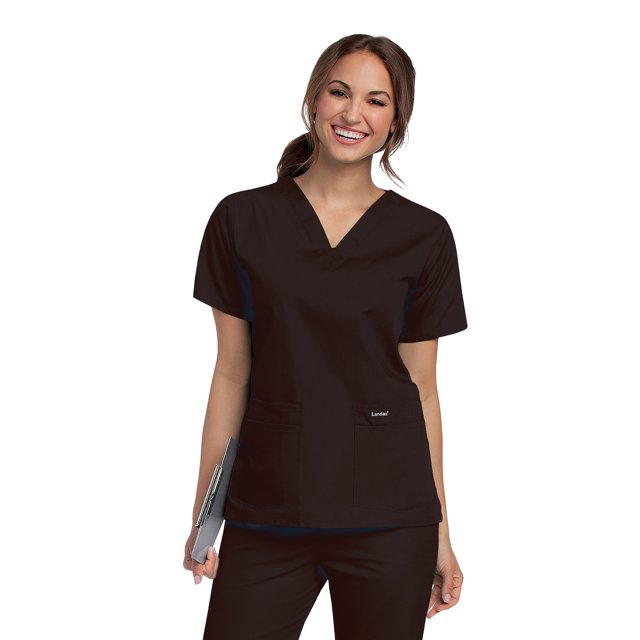 Landau Haut de Blouse Médicale pour Femmes : 4 Poches, Coupe Classique Décontractée, Col en V Durable 8219