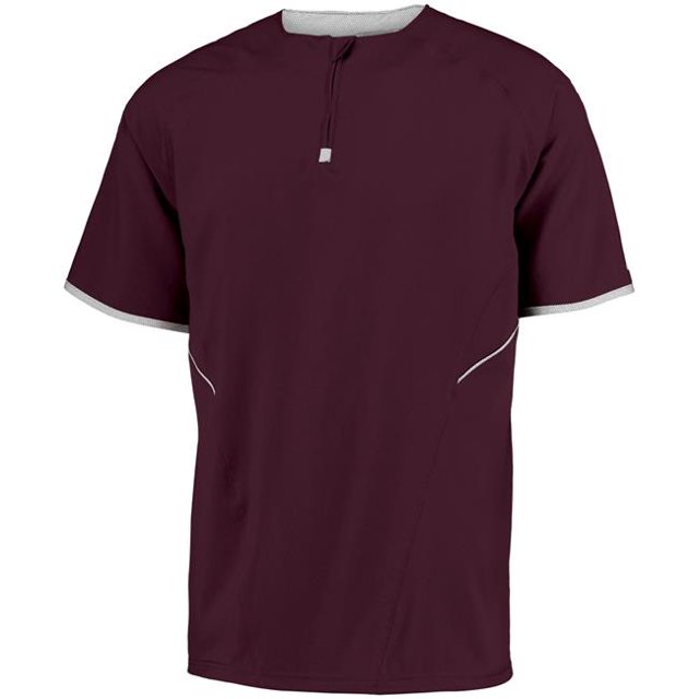 Adult Short Sleeve Pullover, Maroon & White - Small