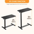 thumbnail image 2 of Mobile Overbed Bedside Table with Semi-Flip Tabletop and Hidden Casters, Height and Angle Adjustable Sit Stand Desk Rolling Laptop Desk for Home, Office, Study, 2 of 10
