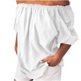 thumbnail image 1 of Women's Off Shoulder Top Ruffle Short Sleeve Cotton Linen Blouse Summer Casual Loose Shirts, 1 of 5