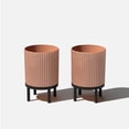 thumbnail image 1 of Veradek Demi Series Raised 12" Plastic-Stone Planter - (Terracotta/Black, 2 Pack), 1 of 10