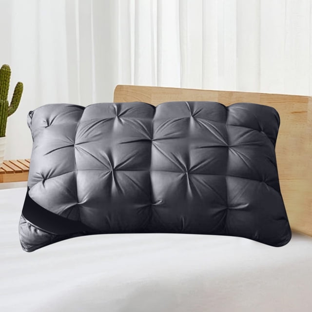 Velvet Twirl Pillow with Breathable All-Cotton Cover, Premium Support Pillow Core Washable Design, Hypoallergenic Bed Pillow for Side Back Sleepers Multiple Colors Heights, Black