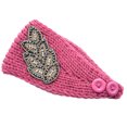 thumbnail image 1 of fastboy Crochet Headbands Winter Leaves Pattern with Rhinestones Elastic Head Protector Wide Warm Chunky Hair Accessories for Girls Dark Pink, 1 of 5