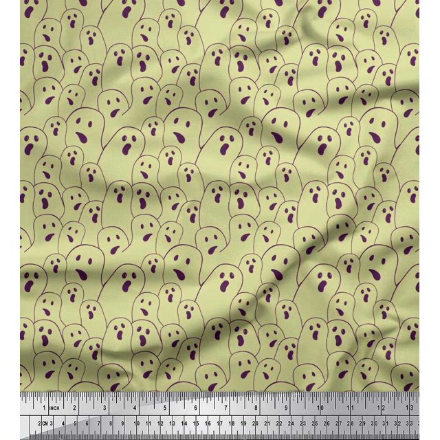Soimoi Georgette Viscose Fabric Ghost Halloween Printed Fabric 1 Yard 42 Inch Wide