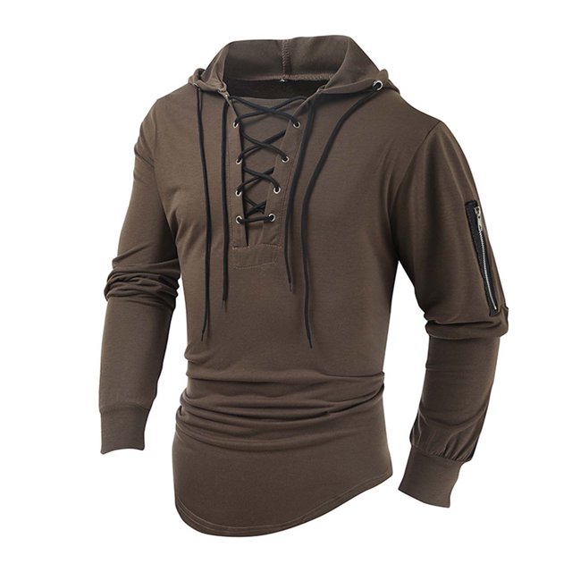 FAIWAD Men's Long Sleeve Drawstring Sweatshirts Drop Shoulder Zip Hooded Sweatshirts Trendy Spring Tops