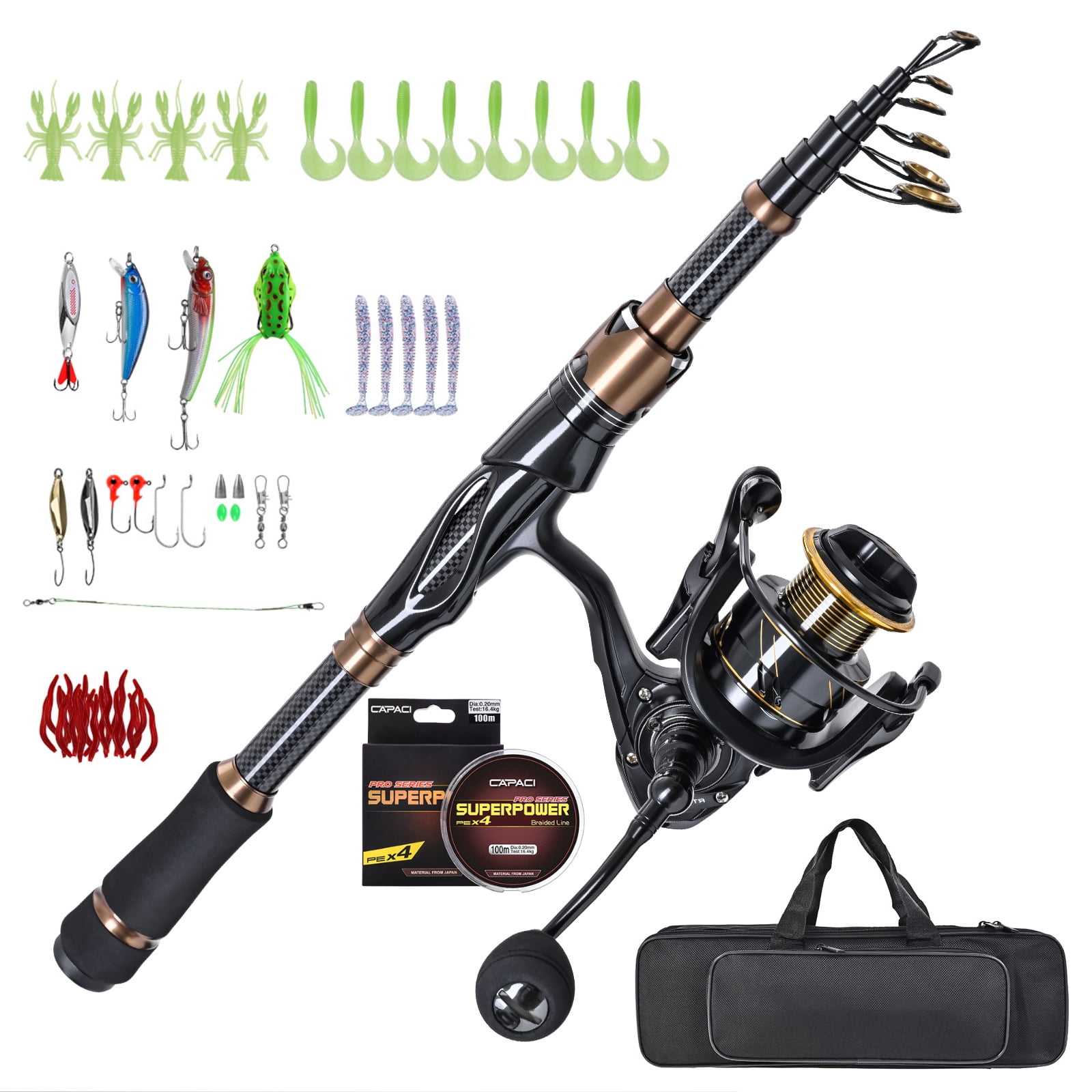 Fishing Rod and Reel Combo Telescopic Fishing Pole Kit with