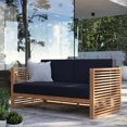 thumbnail image 1 of Modway Carlsbad Causeuse de Patio Moderne en Teck/tissu, Bleu Marine/naturel, 1 of 10