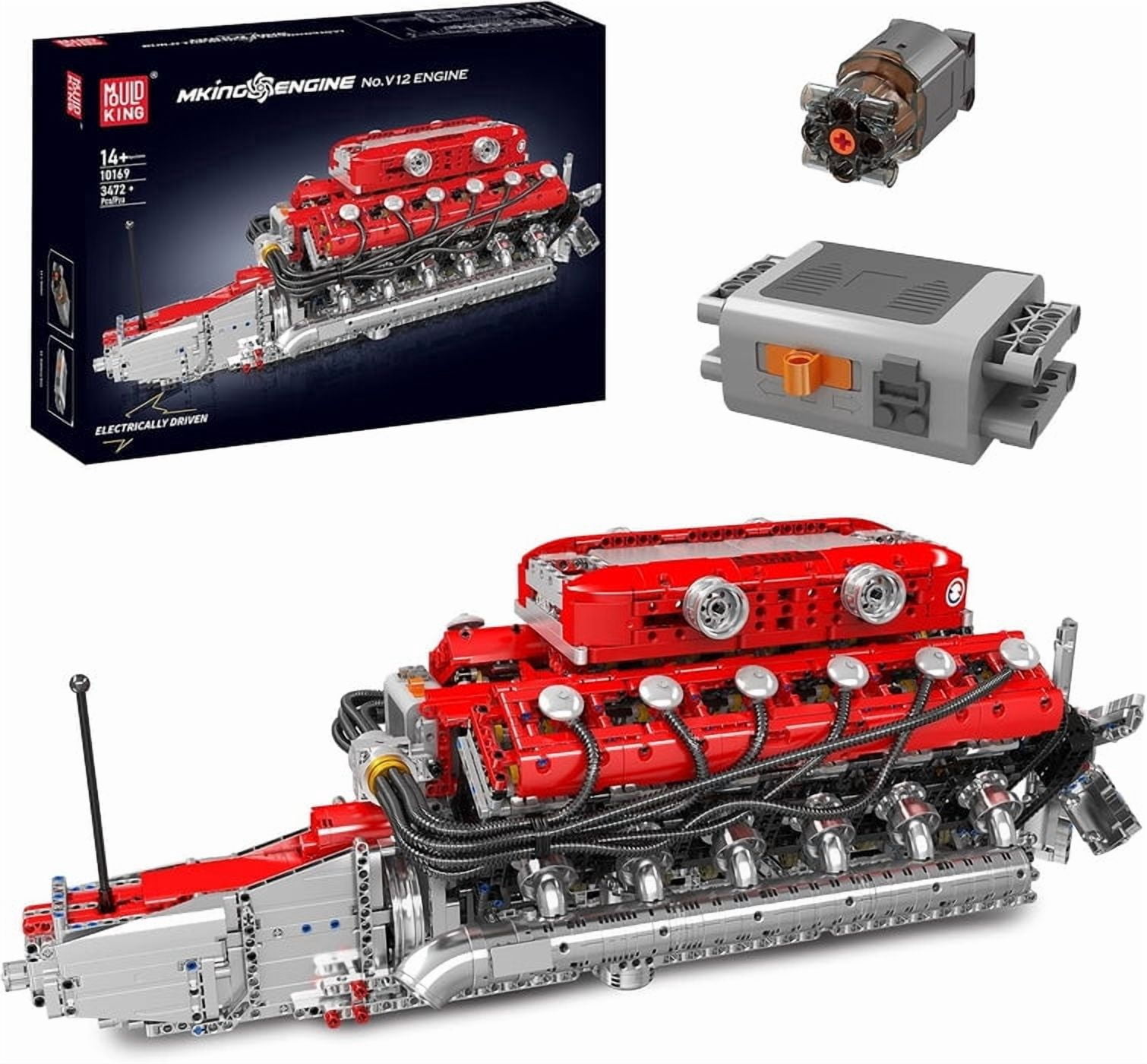 Mould King Lambo V12 Engine Model Kit That Runs, 3472PCS Motorized STEM Building Set with App Control, 12 Moving Pistons & 4-Speed Gearbox for Adults & Teens 14+