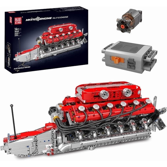 Mould King Lambo V12 Engine Model Kit That Runs, 3472PCS Motorized STEM Building Set with App Control, 12 Moving Pistons & 4-Speed Gearbox for Adults & Teens 14+