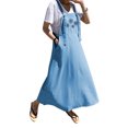 thumbnail image 3 of Celmia Robe Longue Sans Manches à Bretelles Imprimé Floral Ample en Lin avec Poches pour Femmes, 3 of 8