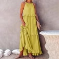 thumbnail image 1 of Gspmoly Robes Décontractées pour Femmes, Robe Longue d'Été Décontractée pour Femmes à Col Rond, Unie, à Bandage, Sans Manches, Robes de Vacances pour Femmes Offres Hebdomadaires, 1 of 6
