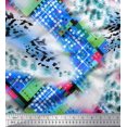 thumbnail image 1 of Soimoi Blue Rayon Fabric Geometric & Leopard Animal Skin Print Fabric by Yard 42 Inch Wide, 1 of 3