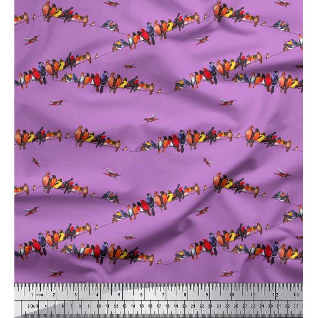 Soimoi Cotton Duck Fabric Colorful Bird Print Fabric by the Yard 42 Inch Wide