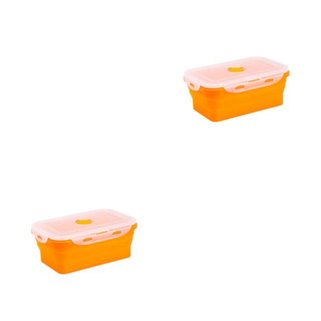Thinsony Silica Gel Lightweight And Compact For On--Go Sealed Preservation Box Microwave Lunch Box Silicone Lunch Box orange 350ml 2Set
